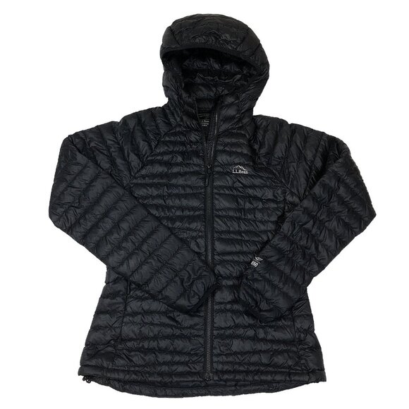 LL Bean Womens Goose Down 850 Downtek Black Ultralight Hooded Puffer Jacket XS - Picture 1 of 9